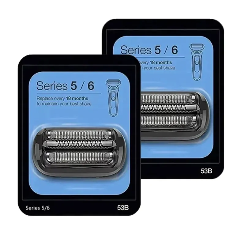 Tête de rasage de rechange 53B compatible avec les rasoirs électriques des séries 5 et 6 : 5018s, 5020s, 5031s, 5050cs, 6020s, 6072cc, noir 8