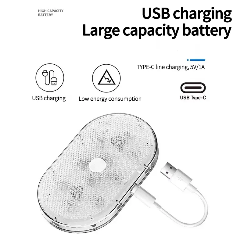 Lampe LED sans fil à détecteur de mouvement, rechargeable par USB (650 mAh), pour coffre de voiture et porte 4
