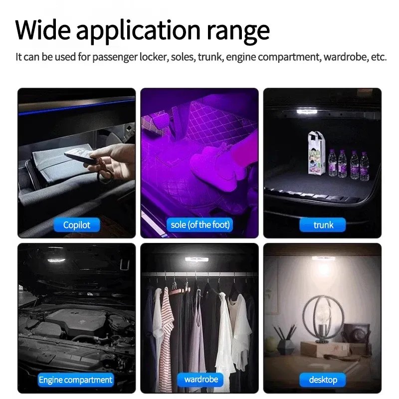 Lampe LED sans fil à détecteur de mouvement, rechargeable par USB (650 mAh), pour coffre de voiture et porte 5