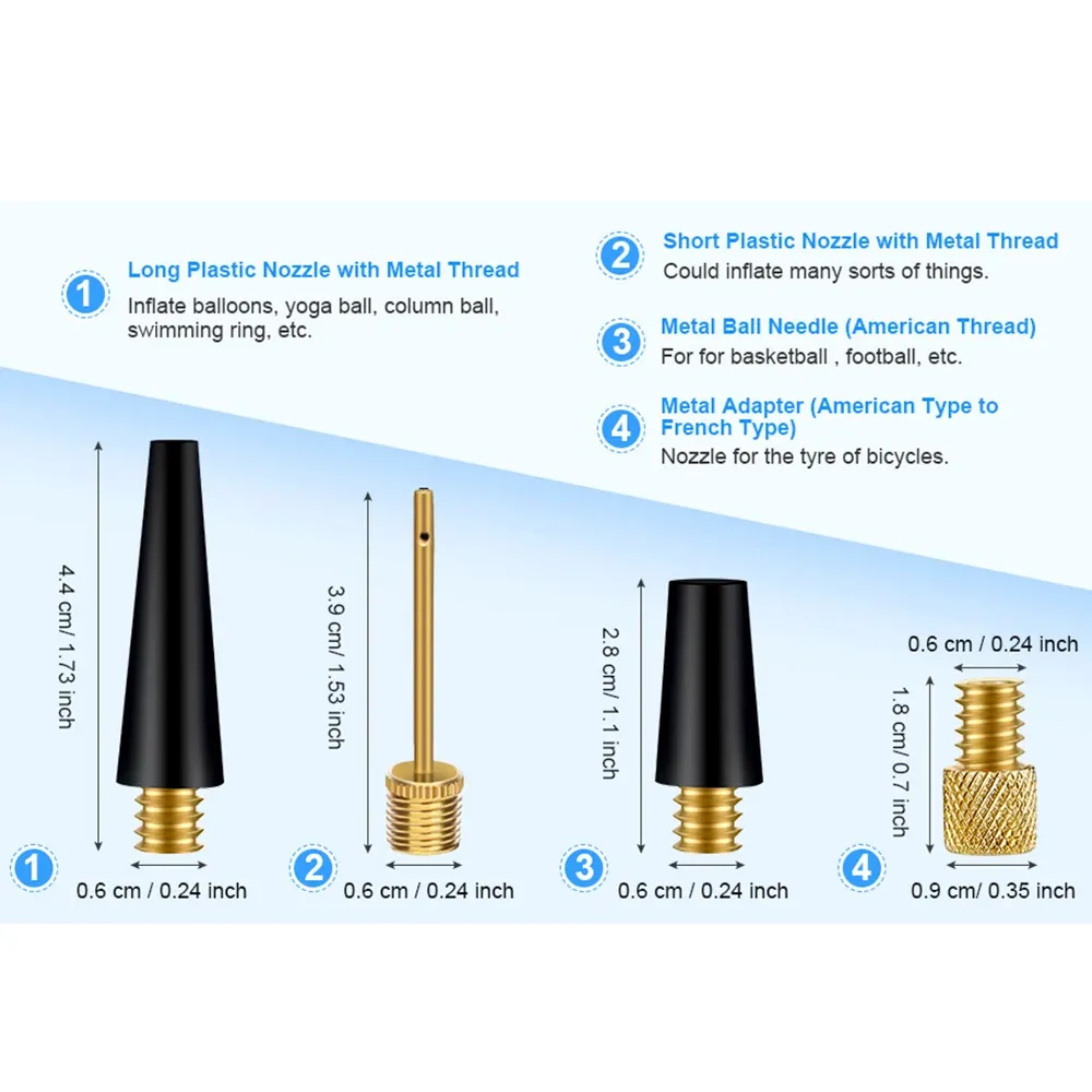 Adaptateur de valve pour pneu, aiguille de gonflage, embout pour ballon et adaptateur pour pompe à air Xiaomi et autres gonfleurs électriques compatibles 2
