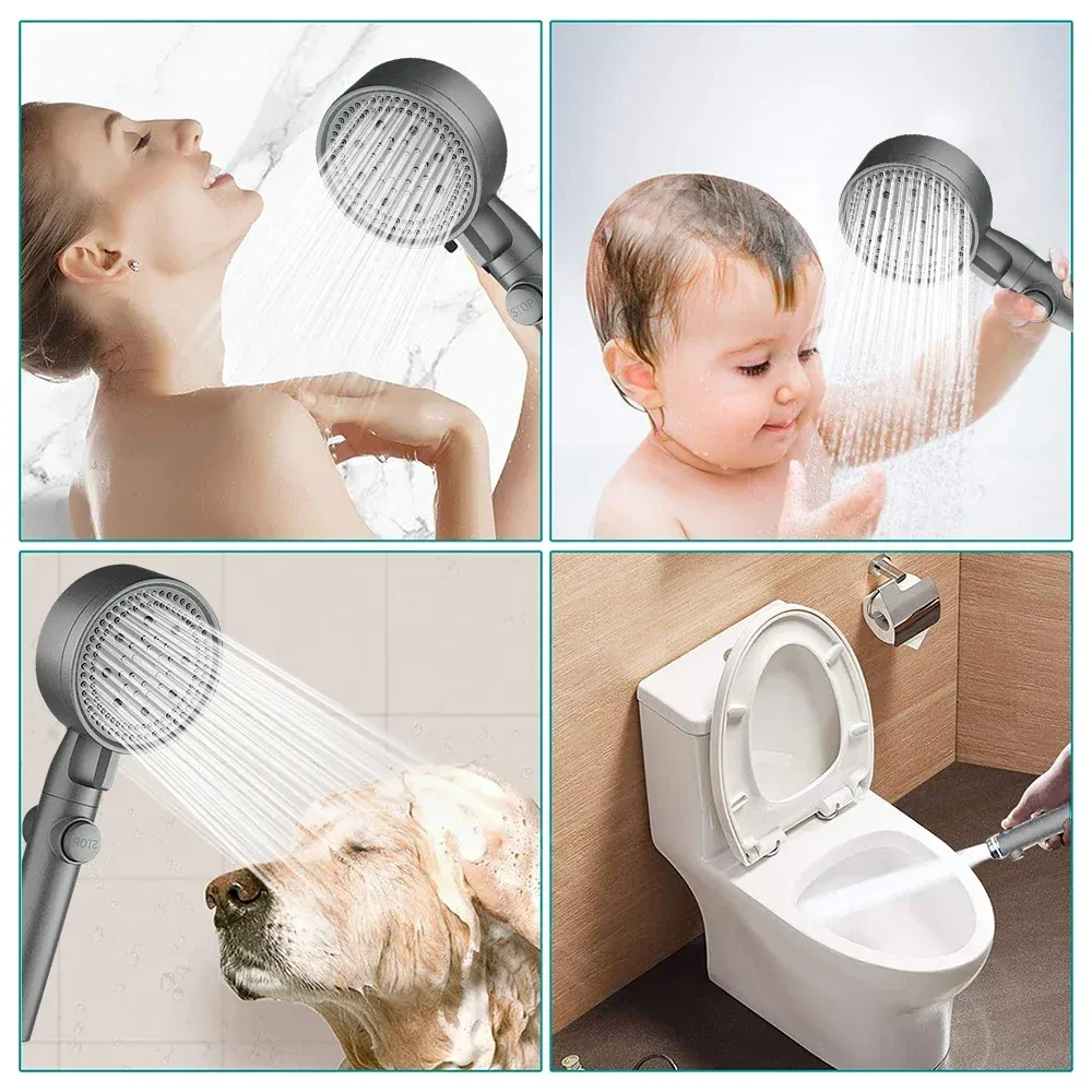 Détail du pommeau de douche et de ses modes de jet