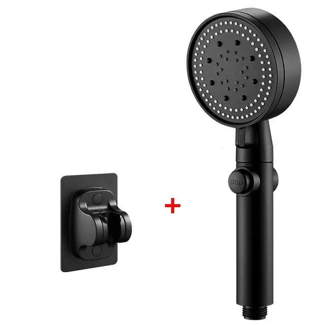 Pommeau de douche haute pression à 5 modes, avec flexible et pomme réglable, économie d'eau, fonction d'arrêt en un clic, accessoire de salle de bains 11