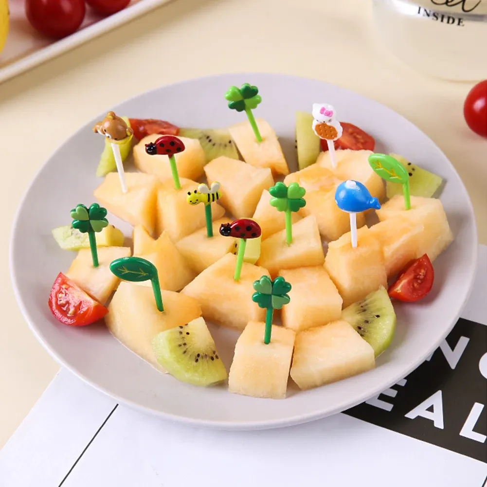 Pics à fruits pour enfants, 8/12 pièces, bâtonnets, cure-dents, mini gâteau aux fruits créatif, dessert, fourchettes alimentaires, boîte à déjeuner, décor, accessoires Bento 3
