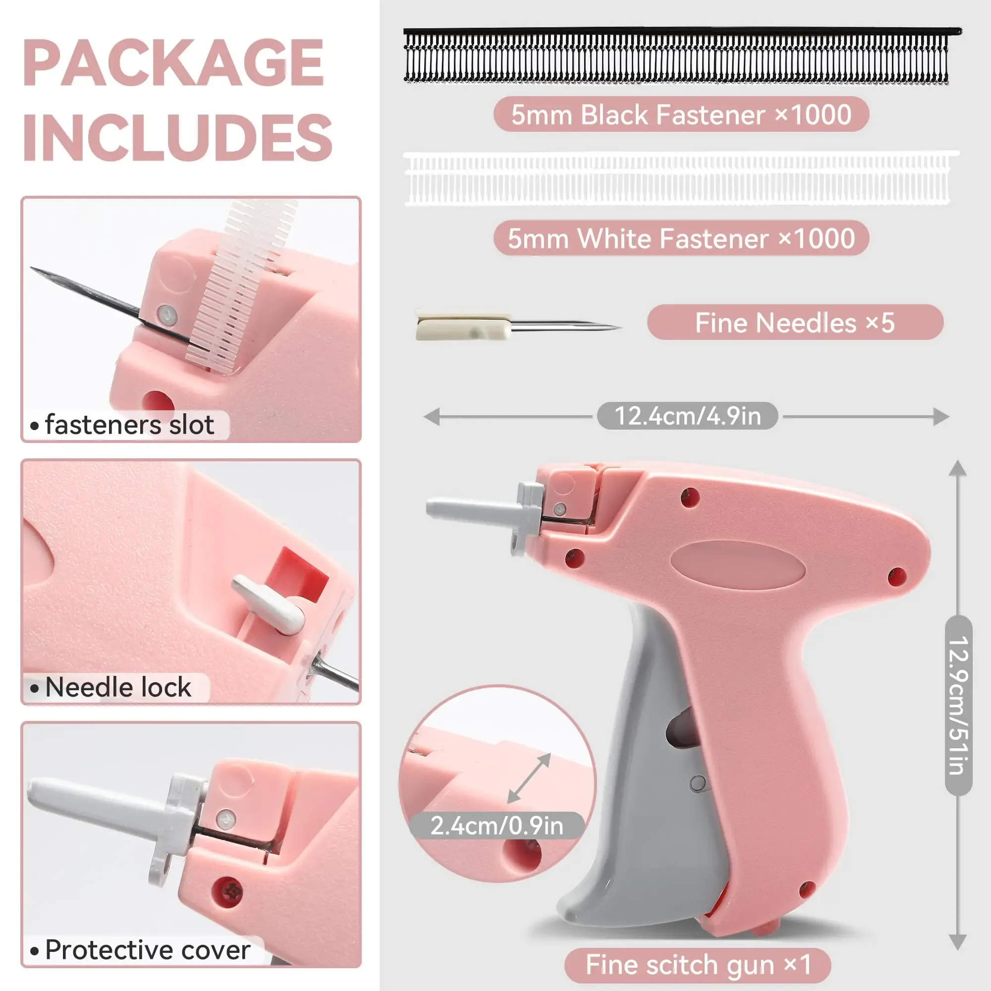 Micro pistolet d'étiquetage pour vêtements, mini pistolet à coudre rapide à points fins, fixateur rapide pour vêtements, outils de pistolet à coudre pour micro étiquettes 5
