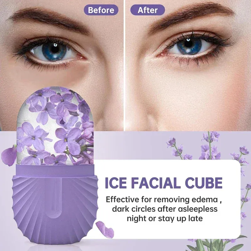 Rouleau de glace en silicone pour le visage et les yeux, cube de massage beauté pour réduire les pores et les poches 5