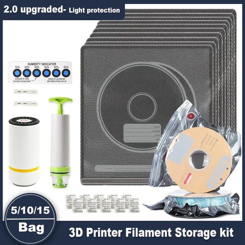 Sac de rangement sous vide pour filament 3D noir, compatible PLA, ABS et PETG