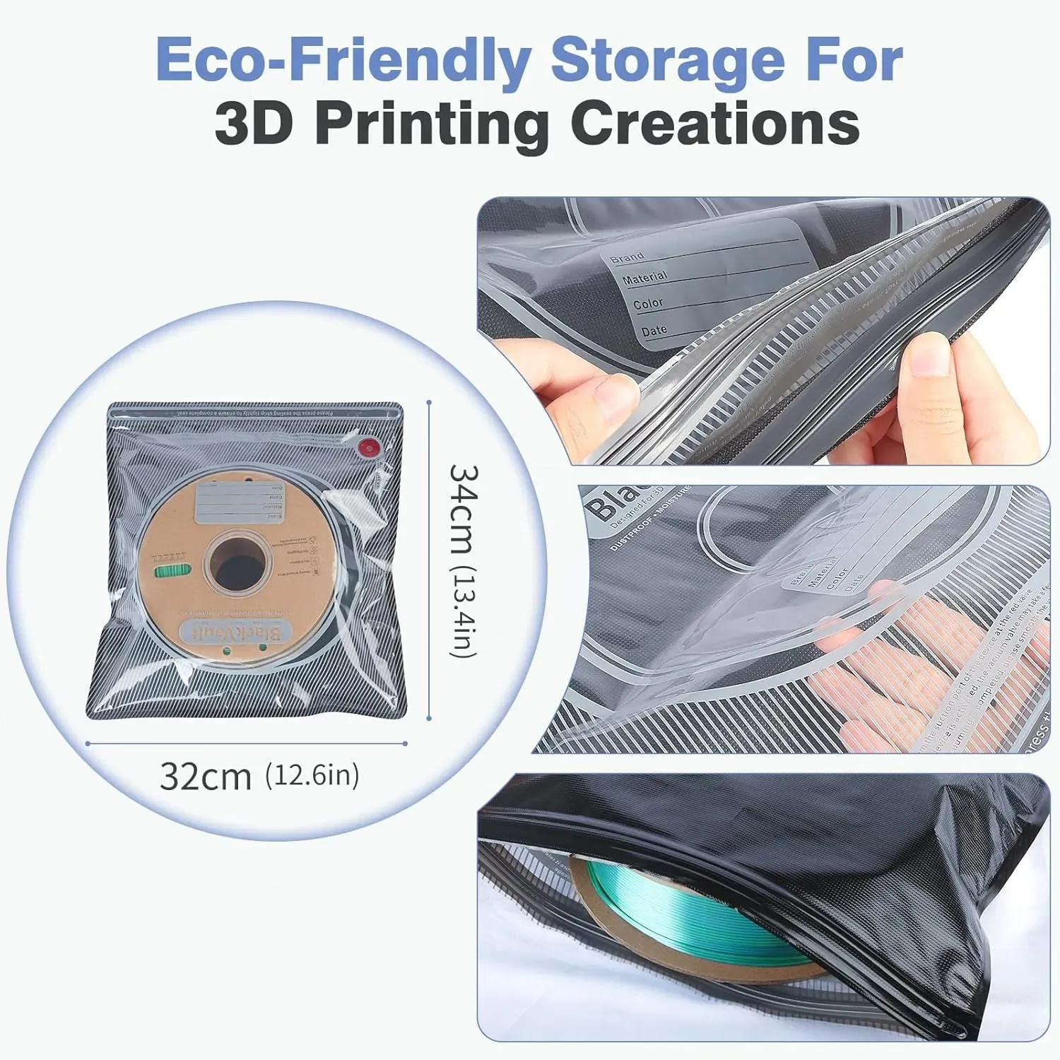 Détail du sac sous vide pour filament