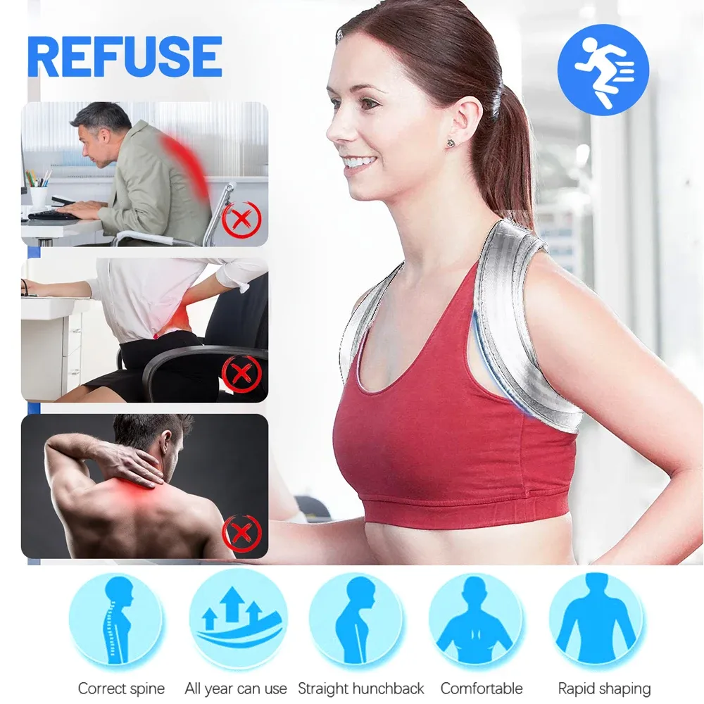 Correcteur de posture réglable unisexe avec soutien de la clavicule, pour le cou et le haut du dos 6