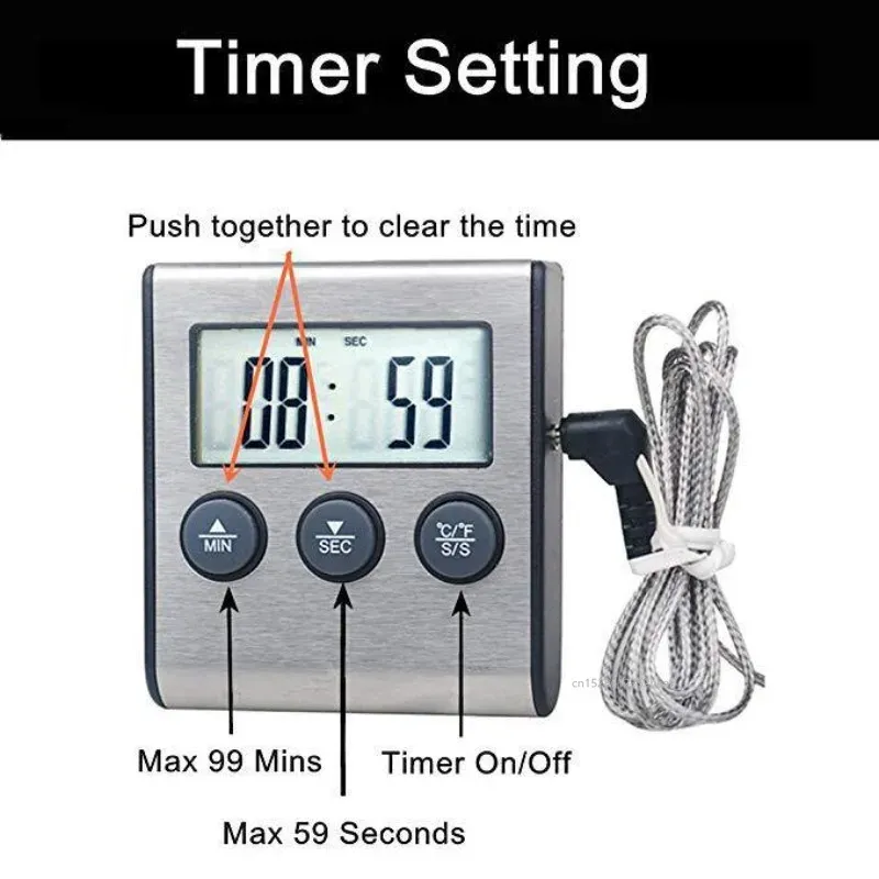 Thermomètre numérique pour viande, sonde alimentaire pour liquides, four et barbecue, thermomètre à friture 2