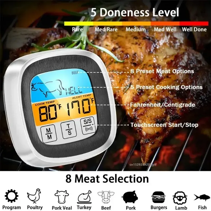 Thermomètre numérique pour viande, détail de l'écran