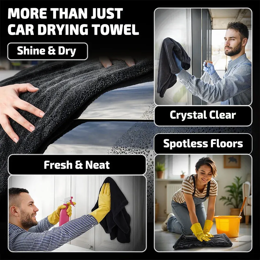 AUTOBRIGHT Serviette en microfibre 1300 g/m², 60 x 90 cm (36 x 24 pouces), séchage et lavage de voiture, épaisse et douce, outil de nettoyage professionnel 6