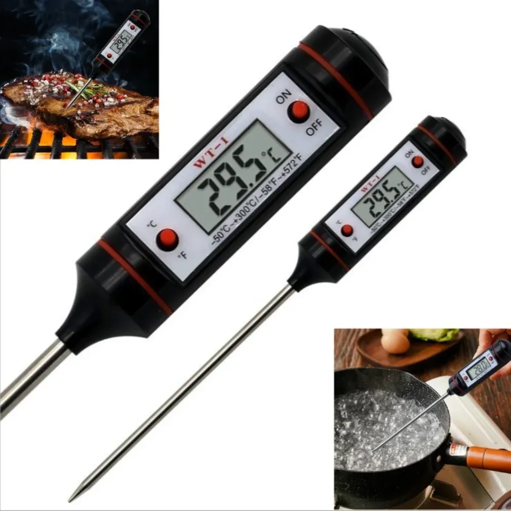 Thermomètre numérique à viande pour la cuisson des aliments, avec sonde de cuisine pour eau, lait, huile et liquides, compatible four