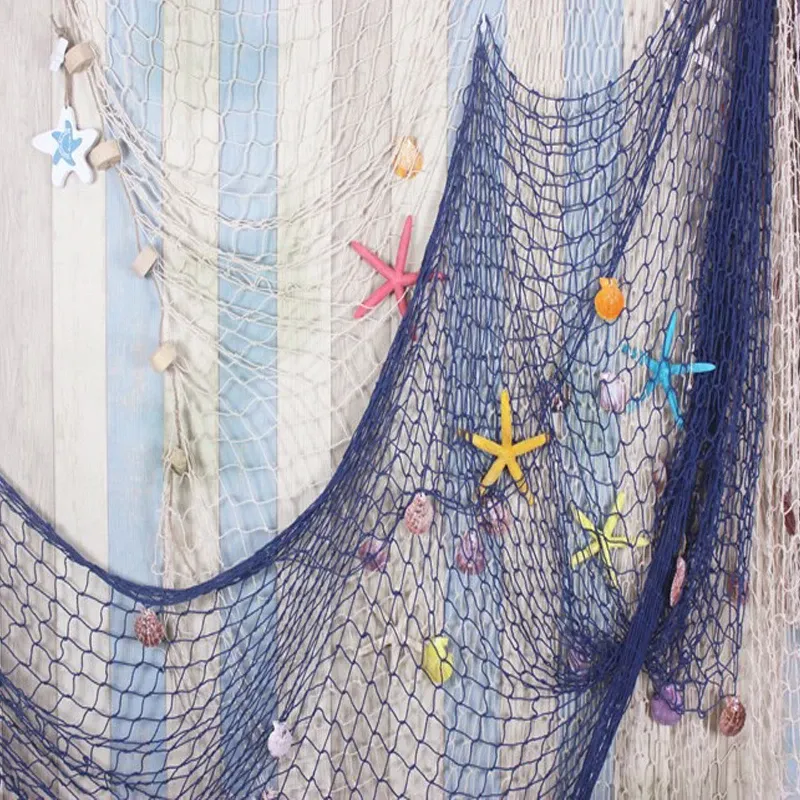 Filet de pêche décoratif mural, ornement nautique méditerranéen pour la maison 2