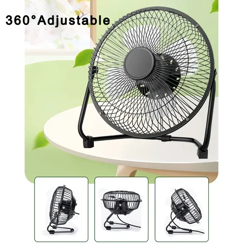 Ventilateur de bureau USB 4/6/8 pouces, 2 vitesses, 4 pales, rotation 360° 2