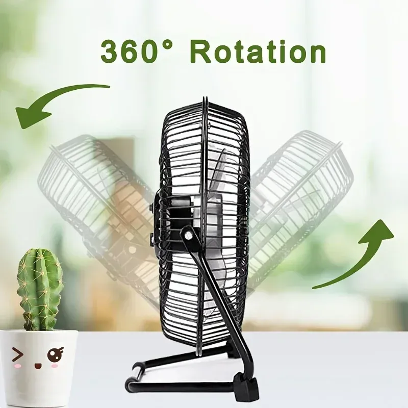 Ventilateur de bureau USB 4/6/8 pouces, 2 vitesses, 4 pales, rotation 360° 4