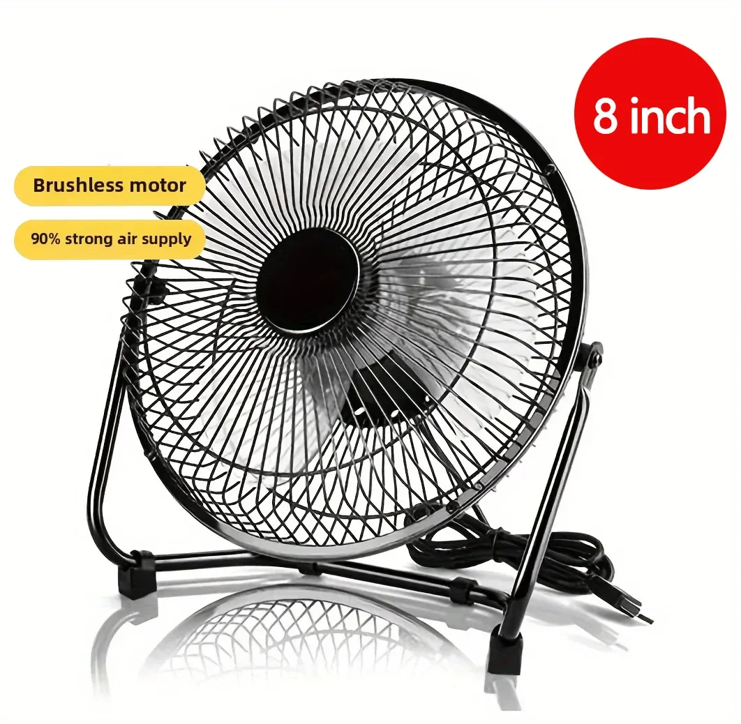 Ventilateur de bureau USB 4/6/8 pouces, 2 vitesses, 4 pales, rotation 360° 7