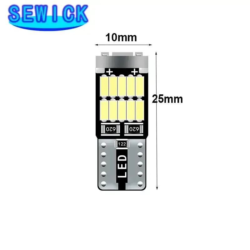 Lot de 100 ampoules LED T10 W5W 194 501 Canbus sans erreur, 26 SMD 4014, blanc, éclairage intérieur et feux de gabarit automobile 2