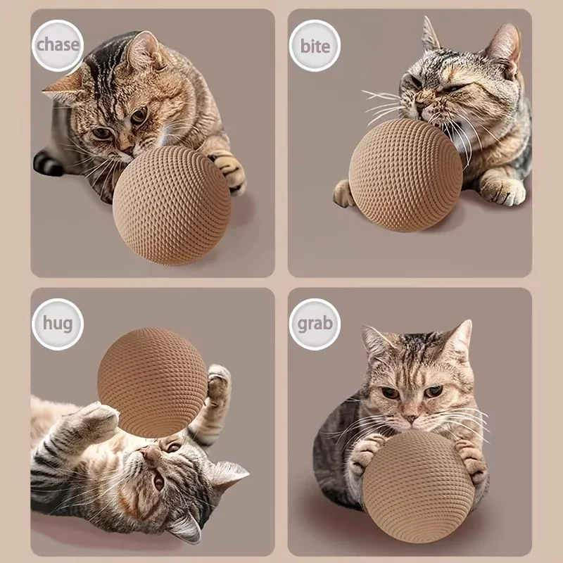 Grande balle en sisal pour chat, jouet interactif à gratter, à mâcher et nettoyant pour les dents, pour chatons et chats d'intérieur 4