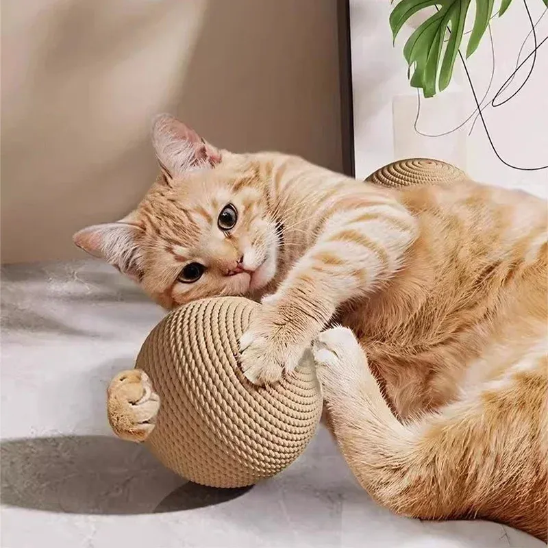 Balle en sisal pour chat, coloris vif