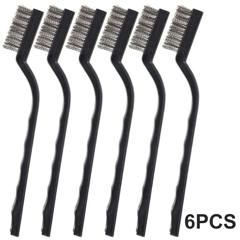 Lot de 6 brosses métalliques en acier pour le nettoyage, le dérouillage mécanique et l'élimination des taches de peinture - Image 1