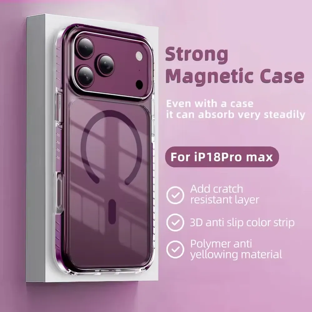 Coque magnétique transparente compatible MagSafe pour iPhone 18 et 17 Pro Max 13