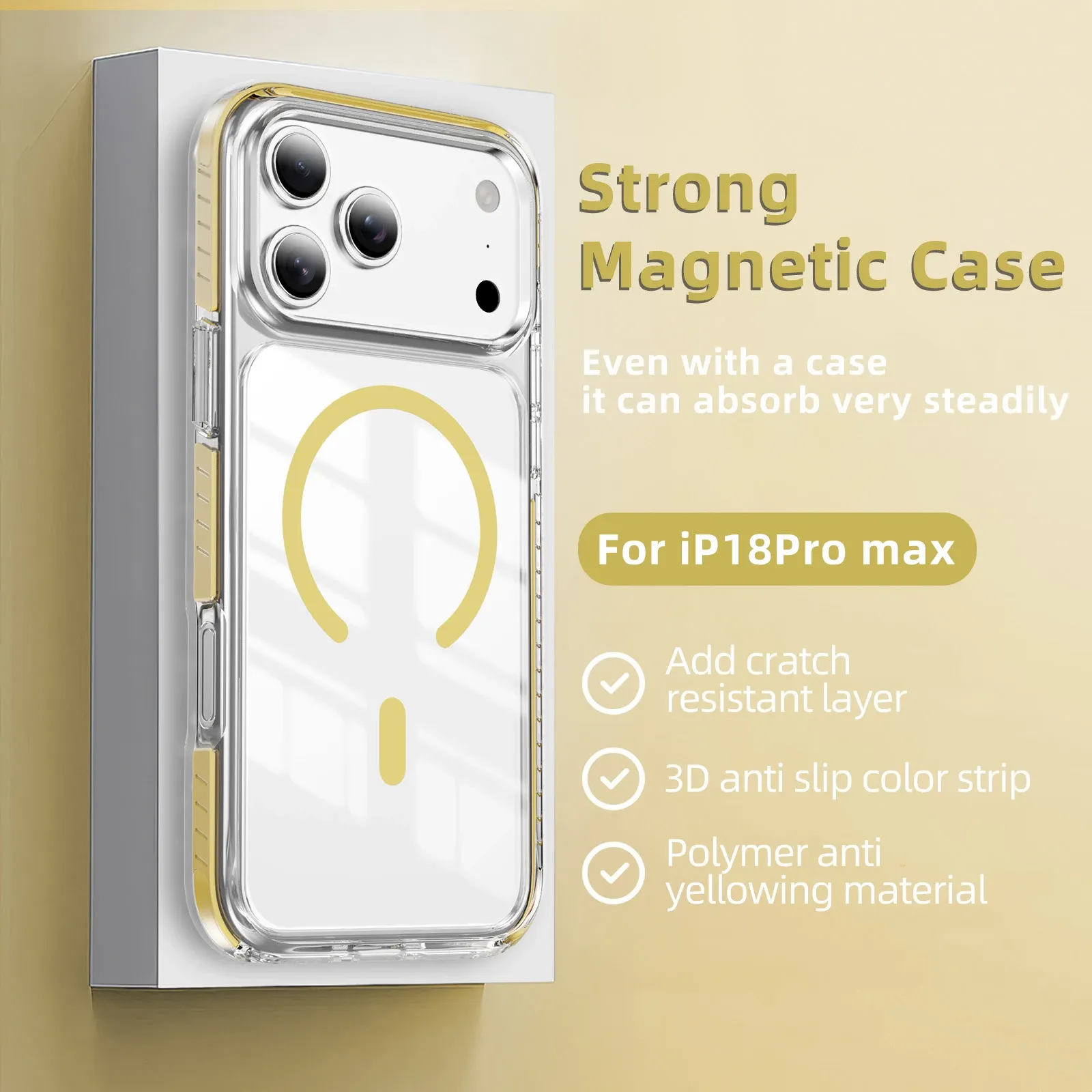 Coque magnétique transparente compatible MagSafe pour iPhone 18 et 17 Pro Max 14