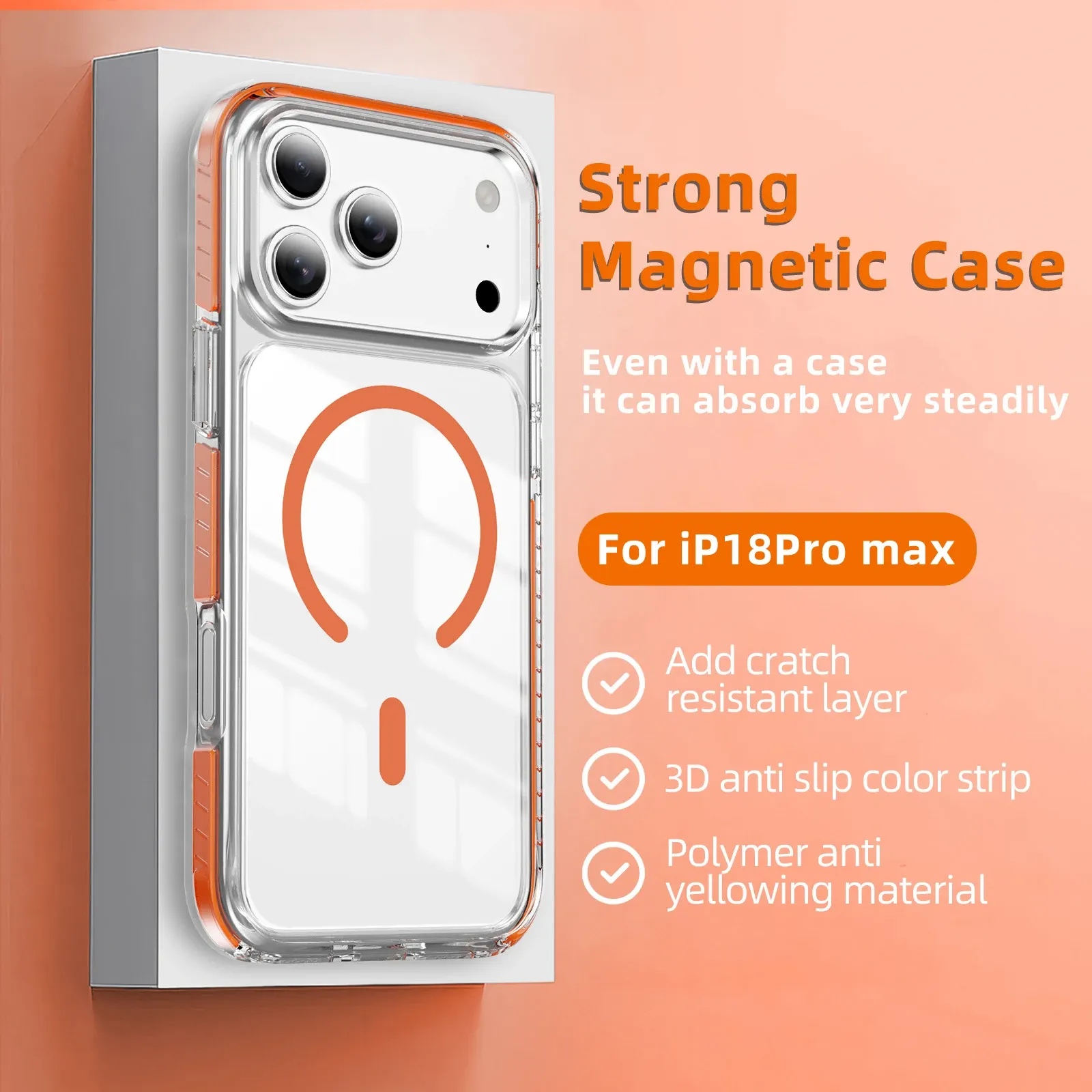 Coque magnétique transparente compatible MagSafe pour iPhone 18 et 17 Pro Max 8