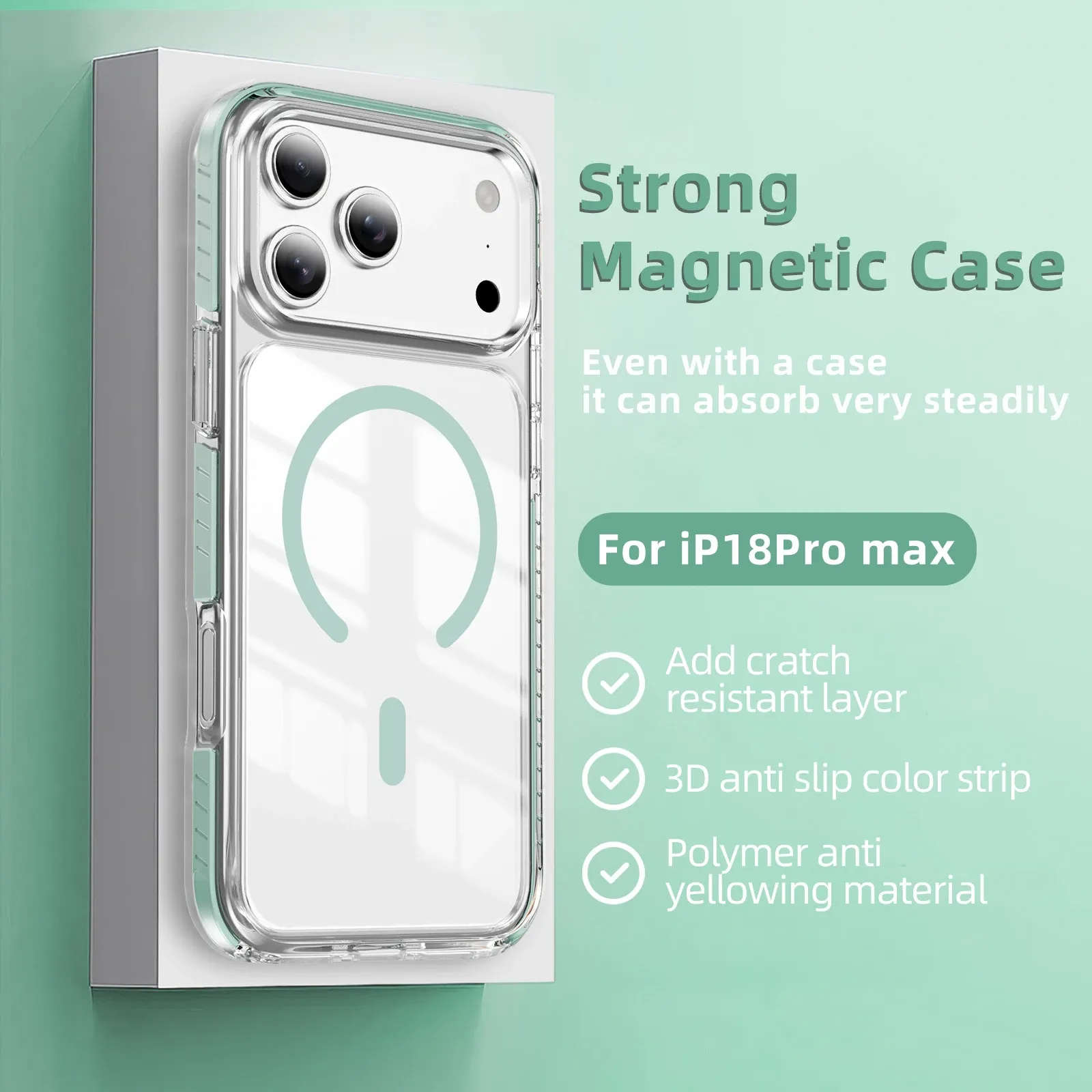 Coque magnétique transparente compatible MagSafe pour iPhone 18 et 17 Pro Max 7