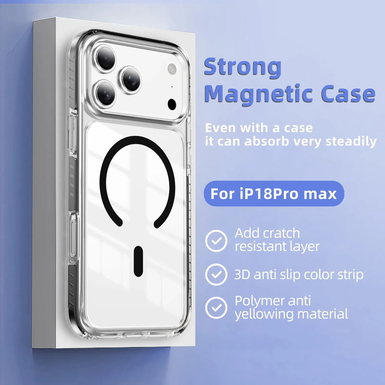 Coque magnétique transparente compatible MagSafe pour iPhone 18 et 17 Pro Max 9