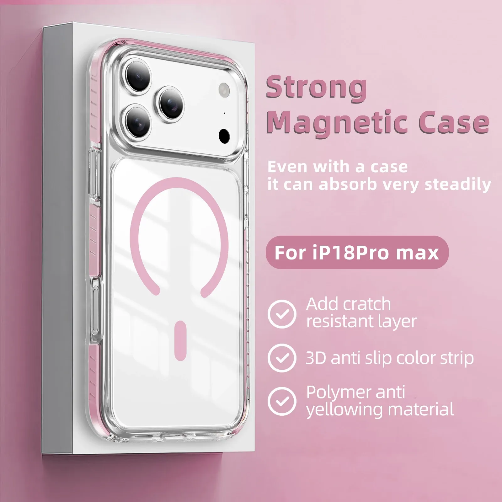 Coque magnétique transparente compatible MagSafe pour iPhone 18 et 17 Pro Max 12