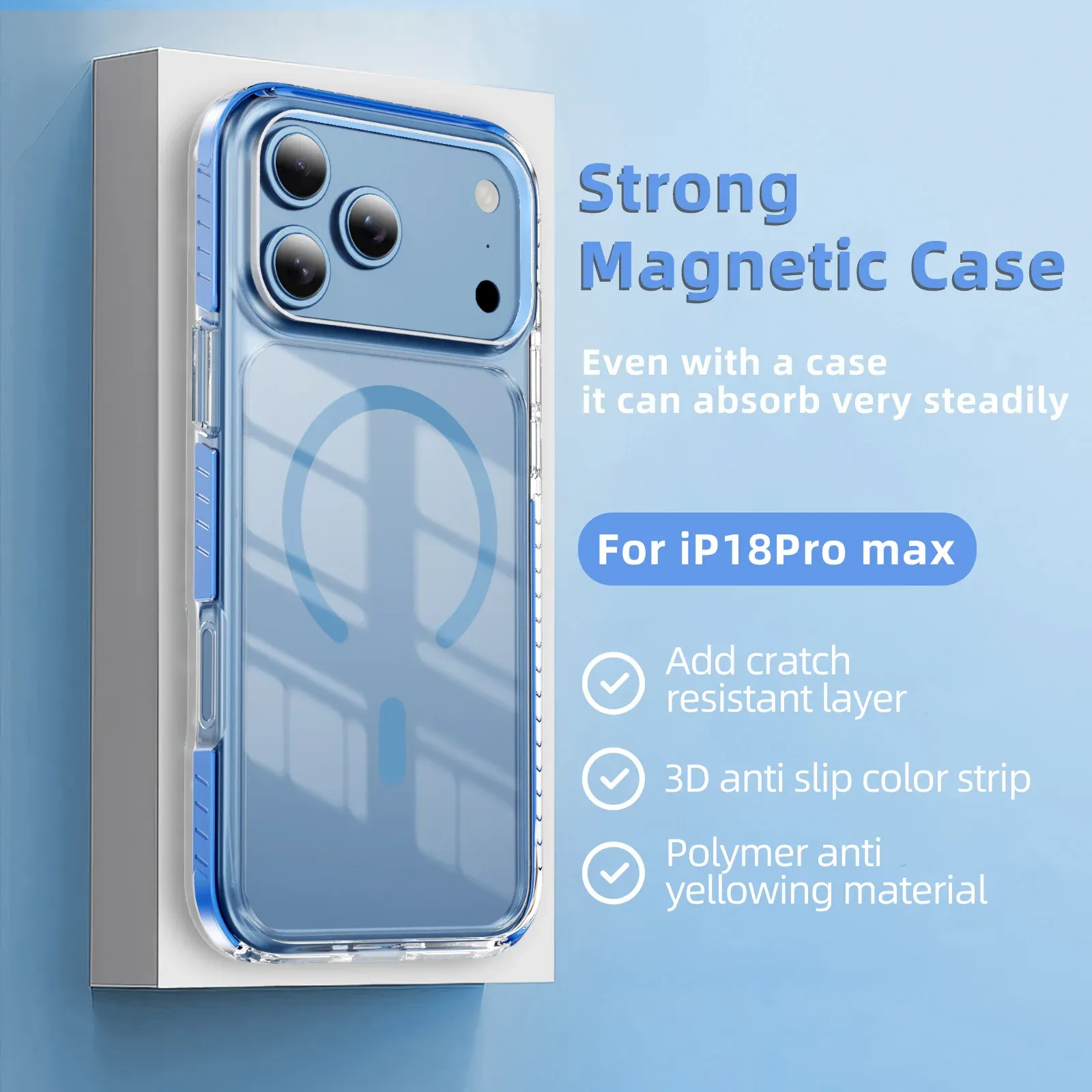 Coque magnétique transparente compatible MagSafe pour iPhone 18 et 17 Pro Max 11