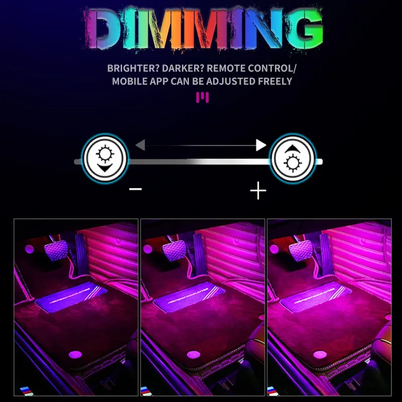 Éclairage d'ambiance pour pied de voiture, 72/48/36 LED RGB, avec allume-cigare USB, bande lumineuse intérieure automobile, barre décorative, télécommande/commande vocale 6