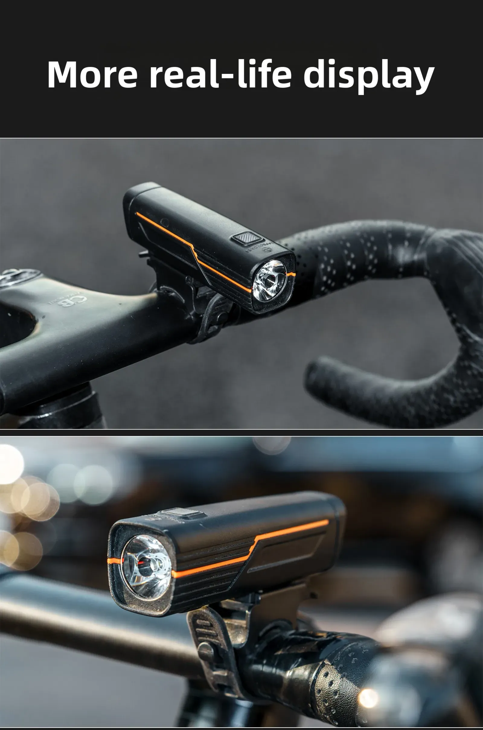 Lumière de vélo, vue rapprochée