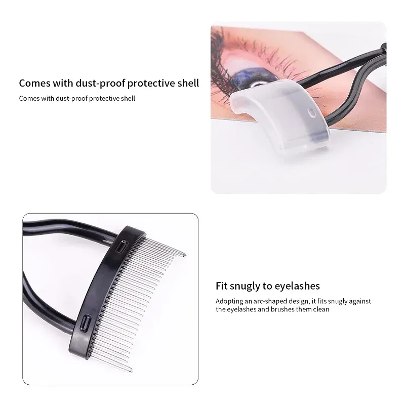 Séparateur de cils en acier inoxydable à dents métalliques, recourbe-cils droit, peigne à mascara 5