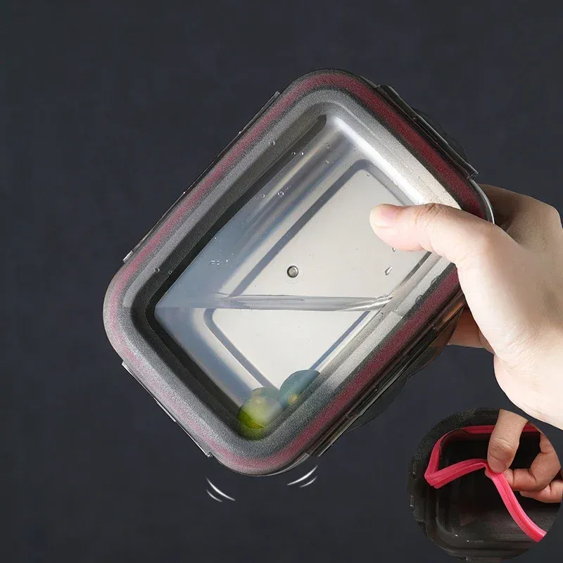 Boîte à lunch bento en acier inoxydable 304, hermétique et étanche, pour le transport, boîte de rangement domestique, récipient alimentaire pour réfrigérateur 4