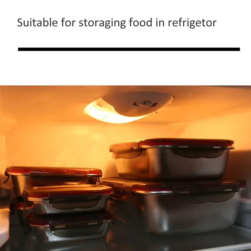 Boîte à lunch bento en acier inoxydable 304, hermétique et étanche, pour le transport, boîte de rangement domestique, récipient alimentaire pour réfrigérateur 6