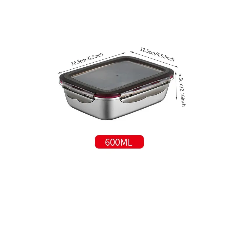 Boîte à lunch bento en acier inoxydable 304, hermétique et étanche, pour le transport, boîte de rangement domestique, récipient alimentaire pour réfrigérateur 9