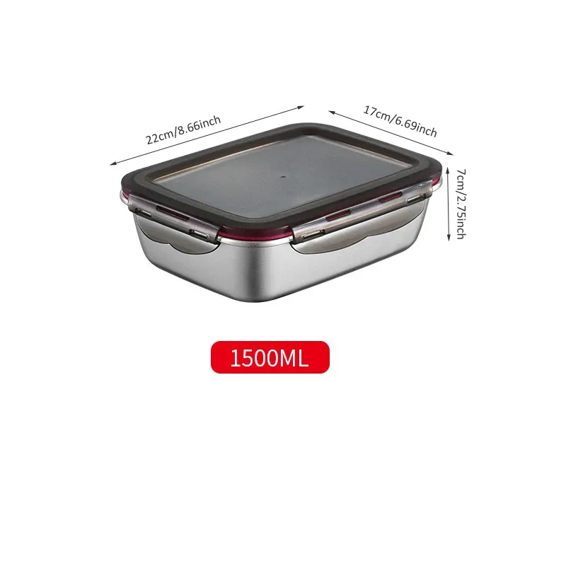 Boîte à lunch bento en acier inoxydable 304, hermétique et étanche, pour le transport, boîte de rangement domestique, récipient alimentaire pour réfrigérateur 8