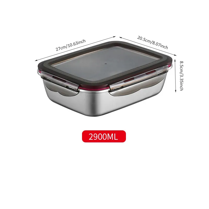 Boîte à lunch bento en acier inoxydable 304, hermétique et étanche, pour le transport, boîte de rangement domestique, récipient alimentaire pour réfrigérateur 7