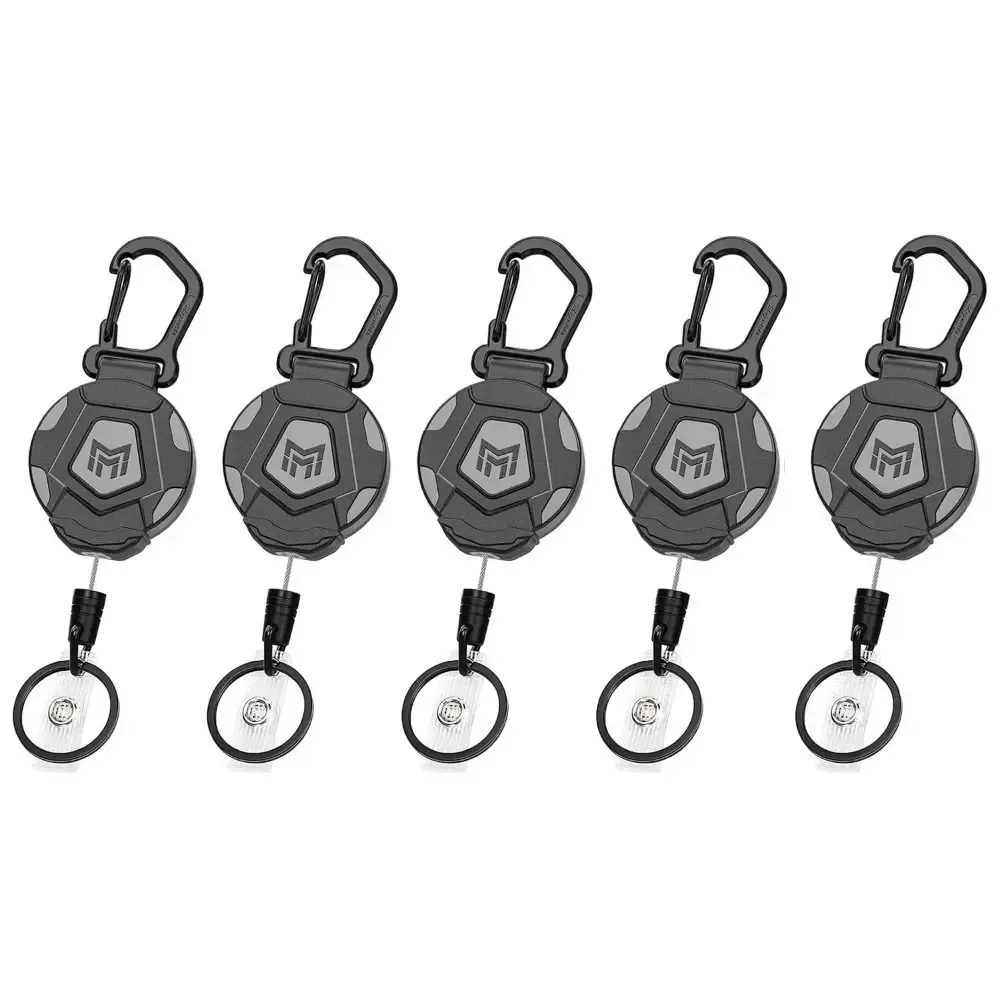 Porte-badge rétractable en acier 31,5 avec mousqueton antivol robuste et lanière 5