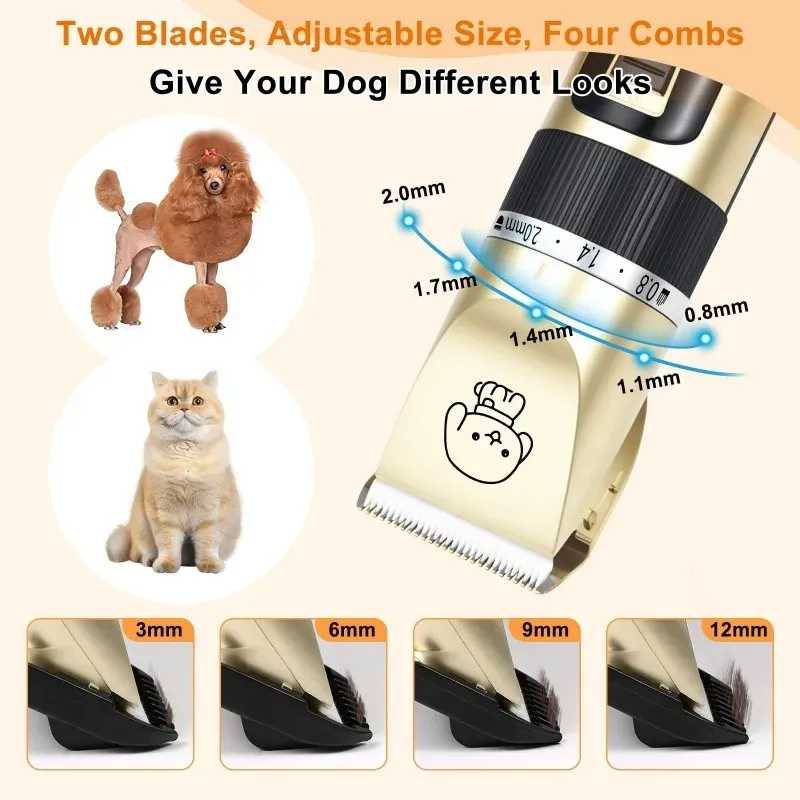Tondeuse professionnelle sans fil rechargeable pour chiens et chats – Kit de toilettage complet 3