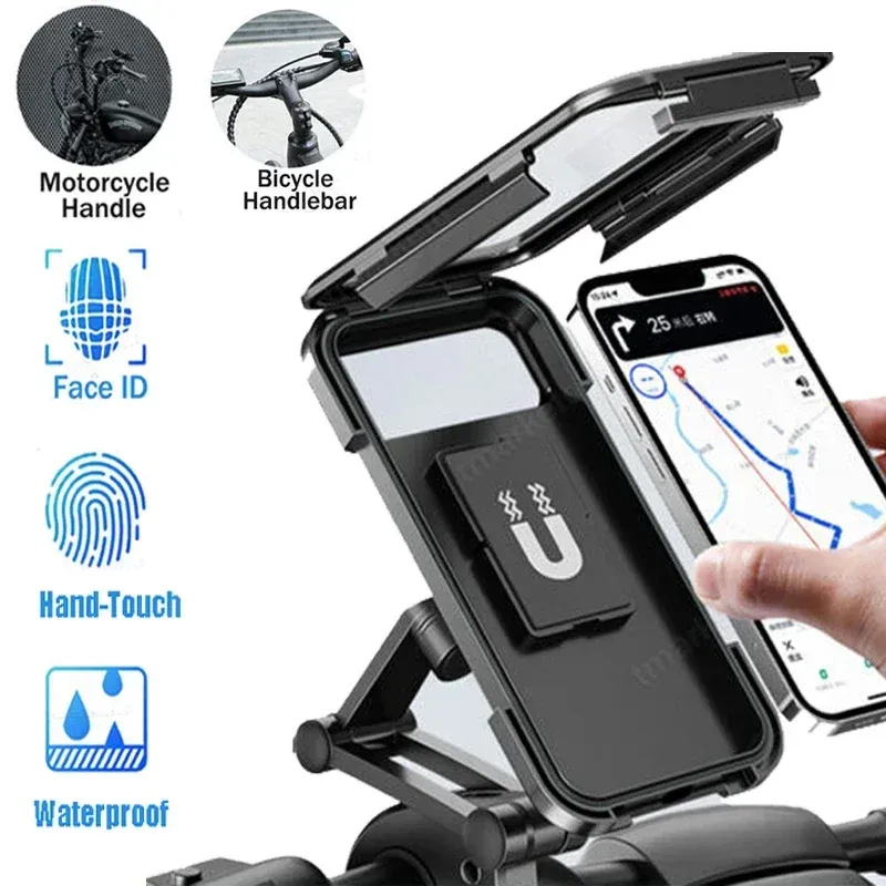 Support de téléphone pour moto rotatif à 360 degrés, compatible écrans de 6,7 pouces, support étanche pour moto et vélo - Image 1