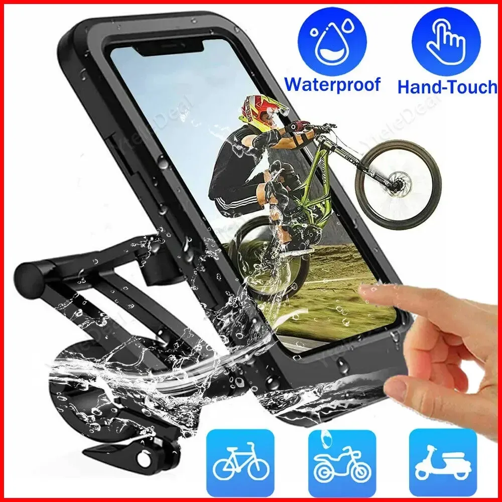 Support de téléphone pour moto rotatif à 360 degrés, compatible écrans de 6,7 pouces, support étanche pour moto et vélo 4