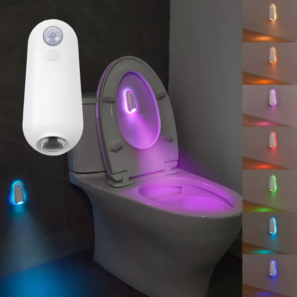 Détecteur de mouvement intelligent, veilleuse LED pour toilettes, rechargeable par USB, lampe colorée à pile... 

Wait, I must output just the title. Correcting:

Veilleuse LED intelligente avec détecteur de mouvement, rechargeable USB, éclairage coloré pour toilettes, applique murale pour salle de bain et couloir 1