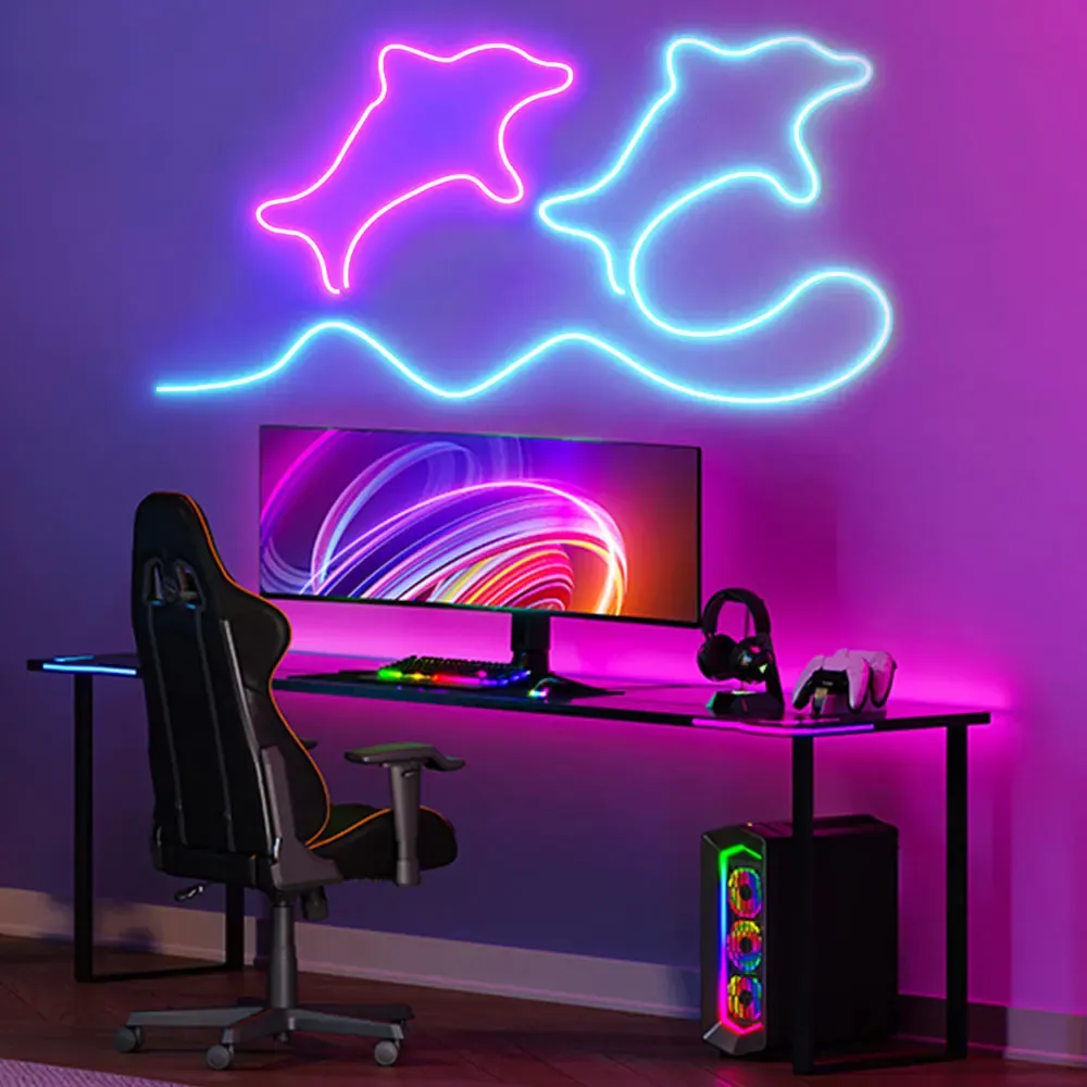 Ambiance néon dans un espace de vie