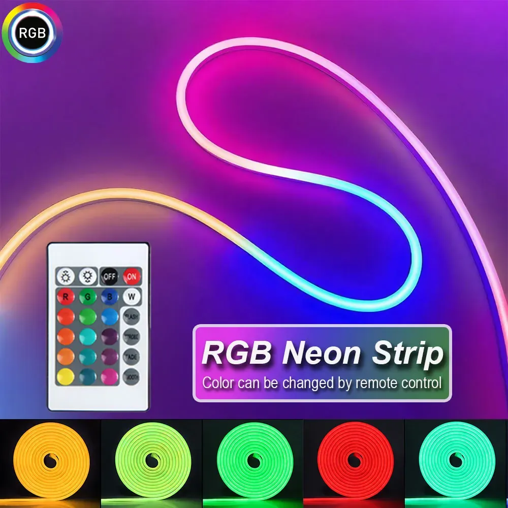 Bande LED néon RGB USB 5V, étanche IP65, avec télécommande 7