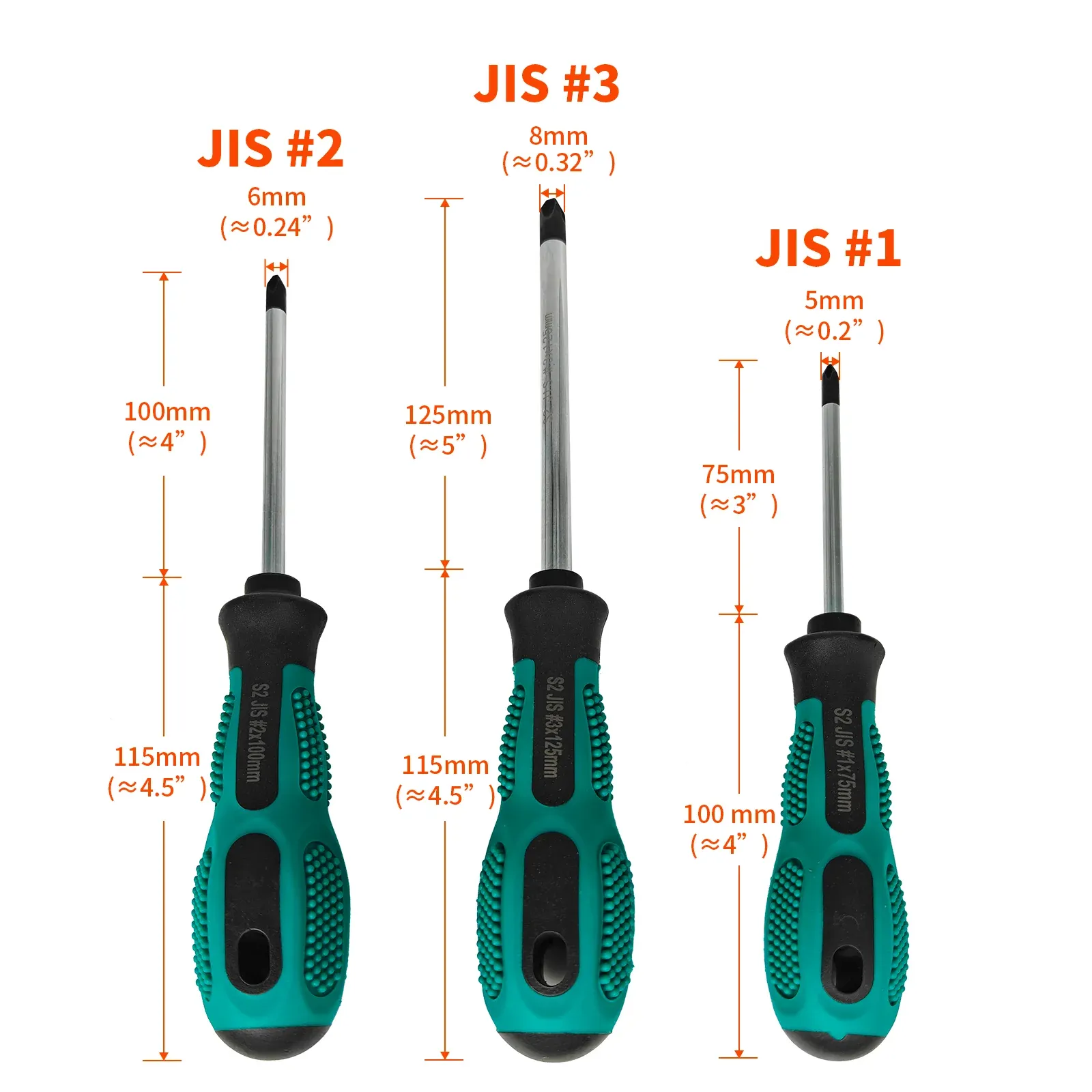Jeu de tournevis JIS 3 pièces (n° 1, n° 2, n° 3) à pointe magnétique, acier allié S2, pour vis JIS standard, motos et voitures japonaises 6