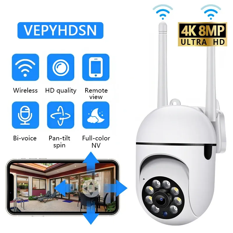 Caméra de surveillance sans fil IP Wifi 1 MP avec zoom 4X, suivi automatique, audio bidirectionnel et vision nocturne couleur HD 2