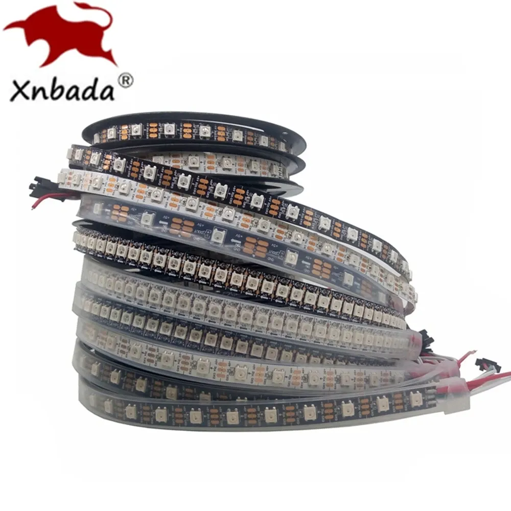 Bande LED RGB adressable individuellement WS2812B 5050, 5 V CC, IP30/IP65/IP67, PCB noir ou blanc 1
