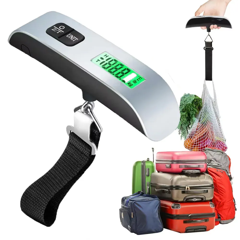 Balance à bagages numérique portable avec écran LCD, balance de voyage pour valises, capacité 110 lb (50 kg)